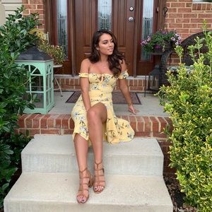 Light yellow floral print dress